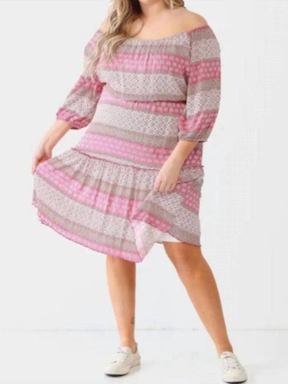 Janette Plus Ruffle Flare Hem Midi Dress Size 3x in Pink NEW